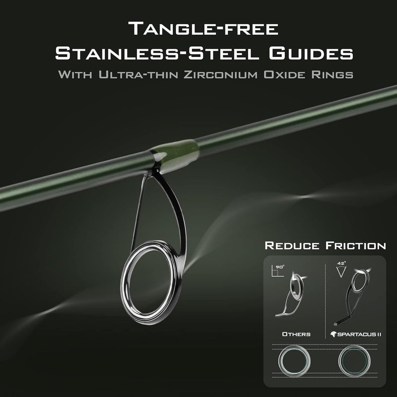 Kastking Spartacus II Fishing Rods - IM6 Graphite Blanks Casting & Spinning Rods, 2-Piece Rods with Extra Tip Section, PTS Power Transition System, KastFlex Technology, Rubber Cork Handle - Image 3